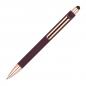 Preview: 10 Touchpen-Kugelschreiber aus Metall / gummiert / Farbe: roségold-bordeaux