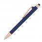 Preview: 10 Touchpen-Kugelschreiber aus Metall / gummiert / Farbe: roségold-dunkelblau