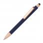 Preview: 10 Touchpen-Kugelschreiber aus Metall / gummiert / Farbe: roségold-dunkelblau