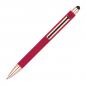 Preview: 10 Touchpen-Kugelschreiber aus Metall / gummiert / Farbe: roségold-rot