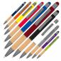 Preview: 10 Touchpen Kugelschreiber mit Griffzone aus Bambus / 10 Farben