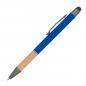 Preview: 10 Touchpen Kugelschreiber mit Griffzone aus Bambus / Farbe: blau