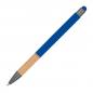 Preview: 10 Touchpen Kugelschreiber mit Griffzone aus Bambus / Farbe: blau