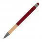 Preview: 10 Touchpen Kugelschreiber mit Griffzone aus Bambus / Farbe: bordeaux