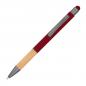 Preview: 10 Touchpen Kugelschreiber mit Griffzone aus Bambus / Farbe: bordeaux