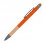 Preview: 10 Touchpen Kugelschreiber mit Griffzone aus Bambus / Farbe: orange