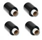 Preview: 4 Rollen Mini Stretchfolie / 100mm x 150m / 23my / Farbe: schwarz + Abroller