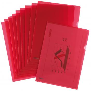 10 Herlitz Aktenhüllen "Pyramide" / Sichthüllen / DIN A4 / Farbe rot