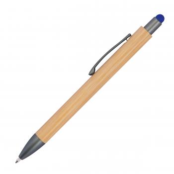 10 Touchpen Holzkugelschreiber aus Bambus / Stylusfarbe: blau