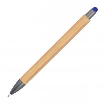 10 Touchpen Holzkugelschreiber aus Bambus / Stylusfarbe: blau