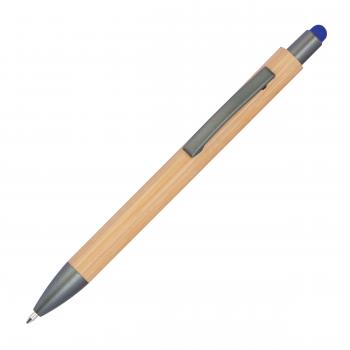 10 Touchpen Holzkugelschreiber aus Bambus / Stylusfarbe: blau