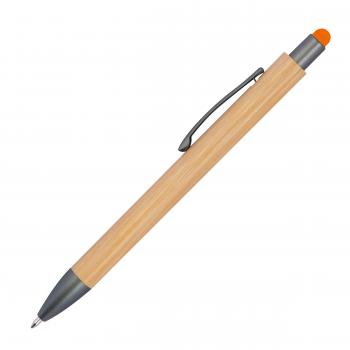 10 Touchpen Holzkugelschreiber aus Bambus / Stylusfarbe: orange