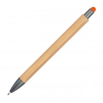 10 Touchpen Holzkugelschreiber aus Bambus / Stylusfarbe: orange