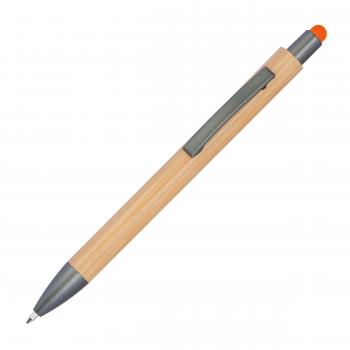 10 Touchpen Holzkugelschreiber aus Bambus / Stylusfarbe: orange