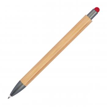 10 Touchpen Holzkugelschreiber aus Bambus / Stylusfarbe: rot