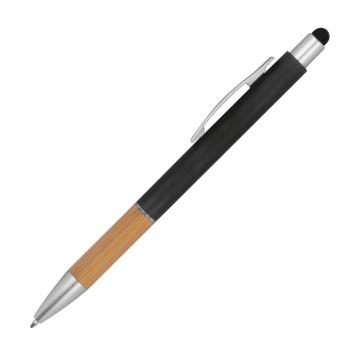 10 Touchpen Kugelschreiber / mit Bambusgriffzone / Farbe: schwarz