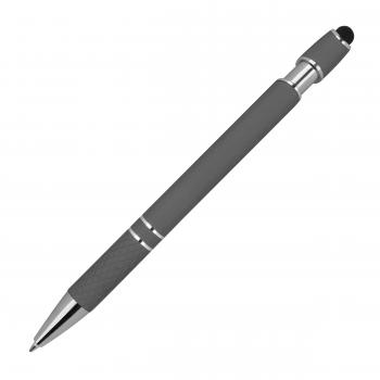 10 Touchpen Kugelschreiber aus Metall / mit Muster / Farbe: anthrazit