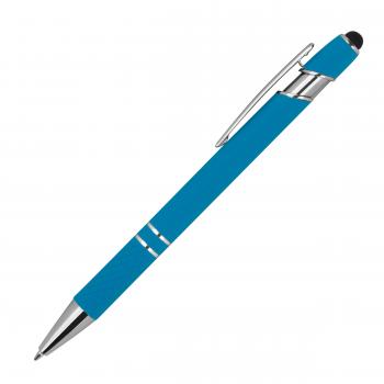 10 Touchpen Kugelschreiber aus Metall / mit Muster / Farbe: hellblau