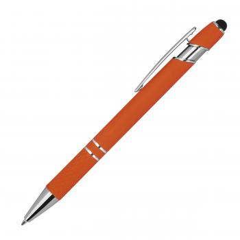 10 Touchpen Kugelschreiber aus Metall / mit Muster / Farbe: orange