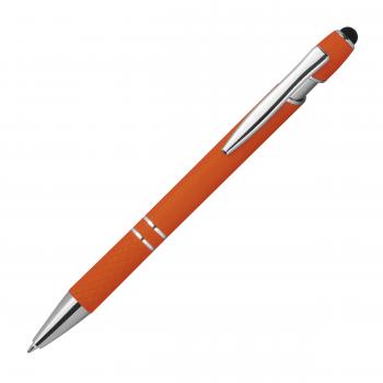 10 Touchpen Kugelschreiber aus Metall / mit Muster / Farbe: orange