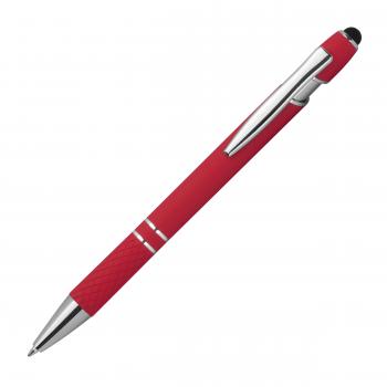 10 Touchpen Kugelschreiber aus Metall / mit Muster / Farbe: rot