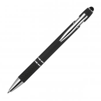 10 Touchpen Kugelschreiber aus Metall / mit Muster / Farbe: schwarz