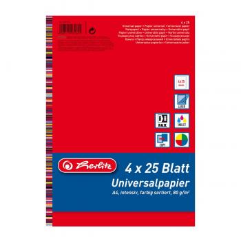 100 Blatt farbiges Herlitz Druckerpapier / 4 verschiedene intensivfarben