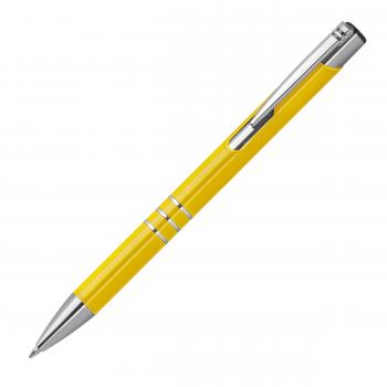 100 Kugelschreiber aus Metall mit Namensgravur - lackiert - gelb (matt)