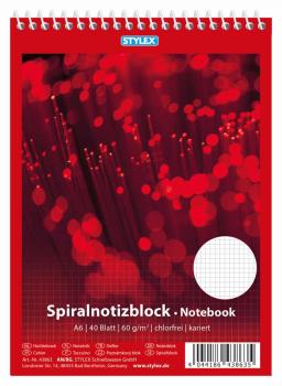 10x Spiral-Notizblock / Schreibblock / DIN A6 / kariert