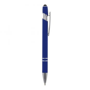 10x Touchpen Kugelschreiber / aus Metall / Soft-Touch / Farbe: blau