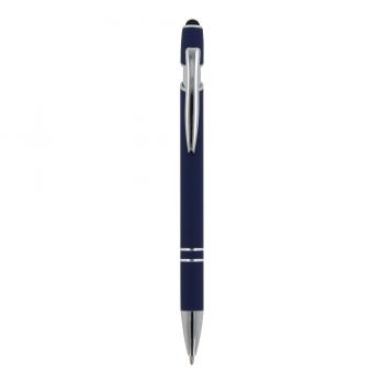 10x Touchpen Kugelschreiber / aus Metall / Soft-Touch / Farbe: dunkelblau