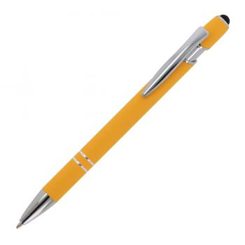 10x Touchpen Kugelschreiber / aus Metall / Soft-Touch / Farbe: gelb