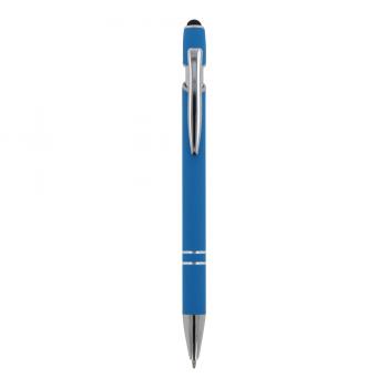 10x Touchpen Kugelschreiber / aus Metall / Soft-Touch / Farbe: hellblau