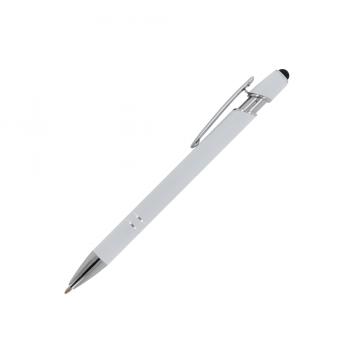 10x Touchpen Kugelschreiber / aus Metall / Soft-Touch / Farbe: weiß