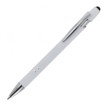 10x Touchpen Kugelschreiber / aus Metall / Soft-Touch / Farbe: weiß