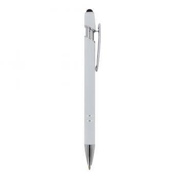 10x Touchpen Kugelschreiber / aus Metall / Soft-Touch / Farbe: weiß