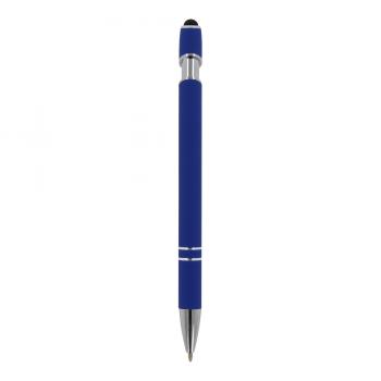 10x Touchpen Kugelschreiber mit Gravur / aus Metall / Soft-Touch / Farbe: blau