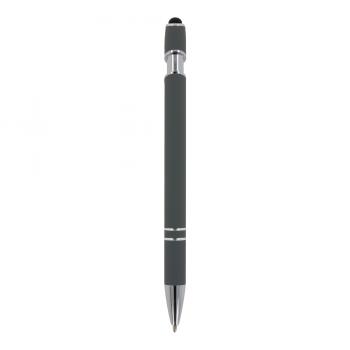 10x Touchpen Kugelschreiber mit Gravur / aus Metall / Soft-Touch / Farbe: grau