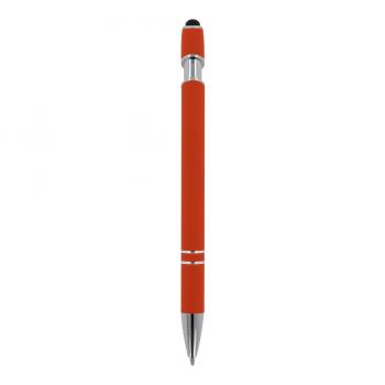 10x Touchpen Kugelschreiber mit Gravur / aus Metall / Soft-Touch / Farbe: orange