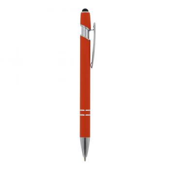 10x Touchpen Kugelschreiber mit Gravur / aus Metall / Soft-Touch / Farbe: orange