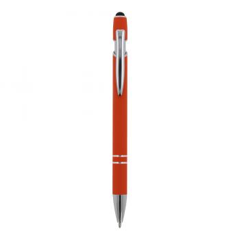 10x Touchpen Kugelschreiber mit Gravur / aus Metall / Soft-Touch / Farbe: orange