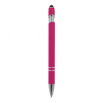 10x Touchpen Kugelschreiber mit Gravur / aus Metall / Soft-Touch / Farbe: pink