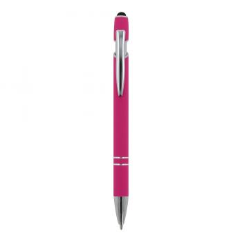 10x Touchpen Kugelschreiber mit Gravur / aus Metall / Soft-Touch / Farbe: pink