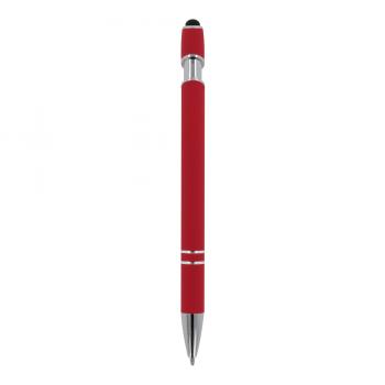 10x Touchpen Kugelschreiber mit Gravur / aus Metall / Soft-Touch / Farbe: rot