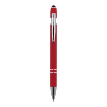 10x Touchpen Kugelschreiber mit Gravur / aus Metall / Soft-Touch / Farbe: rot