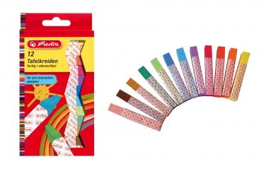 12 Herlitz Tafelkreiden / quadratisch / verschiedene Farben