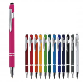 13x Touchpen Kugelschreiber / aus Metall / Soft-Touch / 13 Farben