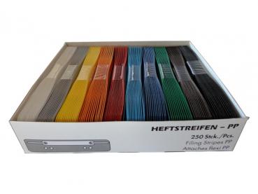 250 (10x 25) Heftstreifen PP / 10 verschiedene Farben