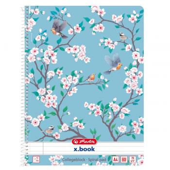 2x Herlitz Collegeblock / A4 / Spiralblock / liniert / "LadyLike Birds + Flower"