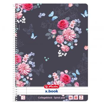 2x Herlitz Collegeblock / A4 / Spiralblock / liniert / "LadyLike Birds + Flower"